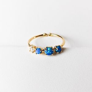 🦋LAST 1🦋 NWT Blue Opal and Crystal Adjustable Ring